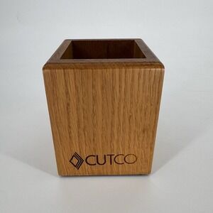Cutco Wooden Utensil Holder Box Oak Wood Kitchen Tool Caddy Storage USA